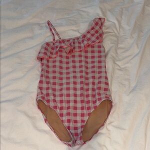Pink Gingham One-Shoulder Swimsuit
